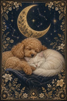 月と眠る犬猫のオラクルカード